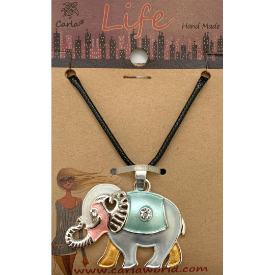 Albi Šperk náhrdelník šňůrka černá Slon s kamínkem symbol štěstí 1 kus