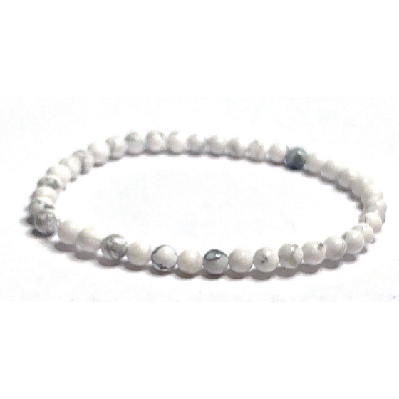 Magnezit / Howlit náramek elastický přírodní kámen, kulička 4 mm / 19 cm, očistný kámen