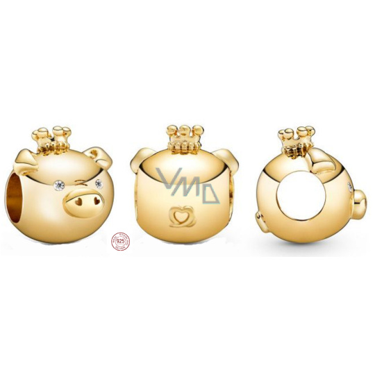 Charm Sterlingové stříbro 925 Prase je dvanácté zvíře ve 12letém cyklu čínského znamení zvěrokruhu, korálek na náramek Charm Sterlingové stříbro 925 Prase je dvanácté zvíře ve 12letém cyklu čínského znamení zvěrokruhu, korálek na náramek