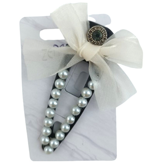 Zemánek Spona s mašlí a perličkama 1 kus různé barvy Zemánek Spona s mašlí a perličkama 1 kus různé barvy