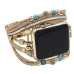 Apple Watch řemínek na hodinky ručně vyráběný Zlatý + korálky, velikost 38/40/41 mm
