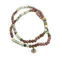 108 Mala Amazonit + Rodonit + Lotos náhrdelník meditační šperk, přírodní kámen, kulička 6 mm