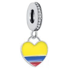 Charm Kolumbie vlajka srdce - miluji Kolumbii, přívěsek na náramek cestování