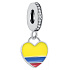 Charm Kolumbie vlajka srdce - miluji Kolumbii, přívěsek na náramek cestování