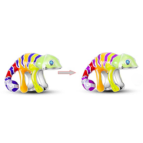 Charm Chameleon pruhovaný, mění barvu na teplo, korálek na náramek, zvíře