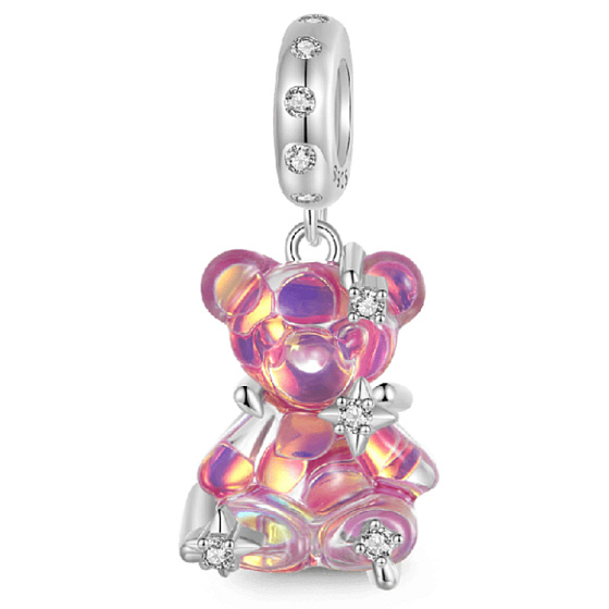 Charm Medvěd duhový fantastický sen, přívěsek na náramek zvíře