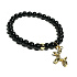 Spinel černý + Pes přívěsek, náramek elastický přírodní kámen, kulička 6 mm / 16 - 17 cm