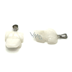 Křemen bílý Žába pro štěstí přívěsek přírodní kámen cca 20 x 15 mm, nejdokonalejší léčitel