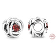 Charm Sterlingové stříbro 925 Nekonečný kruh věčnosti červenec, znamení zvěrokruhu, červený korálek na náramek