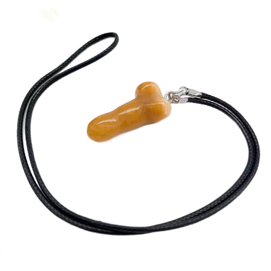 Oranžový aventurinový amulet ve tvaru penisu, přívěsek z přírodního kamene, ručně broušený, 3 cm, symbol plodnosti, kámen štěstí a prosperity
