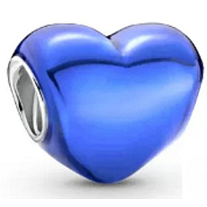 Charm Metalické modré srdce, korálek na náramek, láska Charm Metalické modré srdce, korálek na náramek, láska