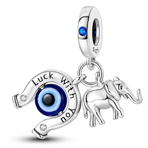 Charm Podkova, modré oko, slon, přívěsek na náramek štěstí