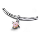 Charm Želva Trust the Journey s růžovým kamenem, přívěsek na náramek moře
