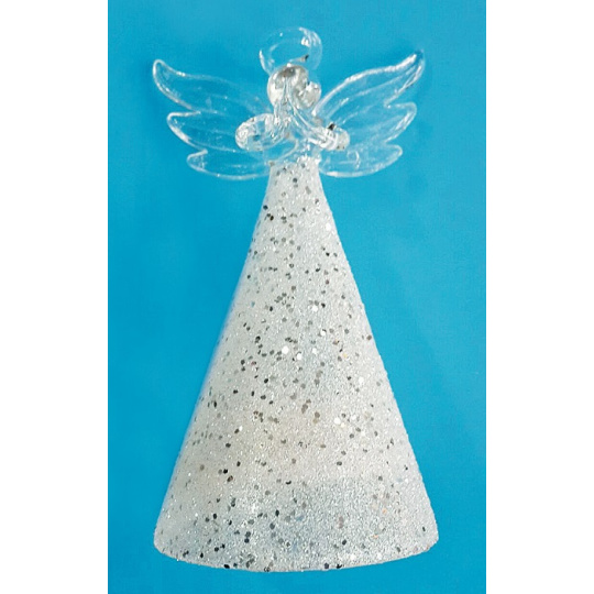 Anděl skleněný na postavení 9 cm Anděl skleněný na postavení 9 cm