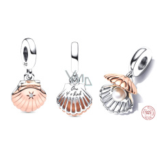 Charm Sterlingové stříbro 925 Lastura a ošetřená sladkovodní kultivovaná perla, 2v1 otevíratelný přívěsek na náramek, moře Charm Sterlingové stříbro 925 Lastura a ošetřená sladkovodní kultivovaná perla, 2v1 otevíratelný přívěsek na náramek, moře