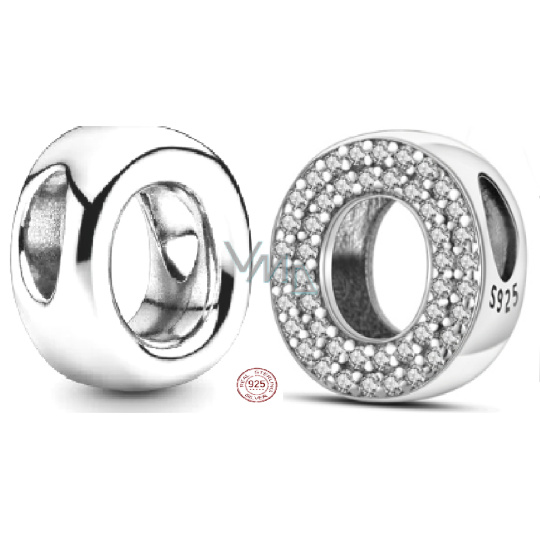 Charm Sterlingové stříbro 925 Abecední písmeno O, korálek na náramek Charm Sterlingové stříbro 925 Abecední písmeno O, korálek na náramek