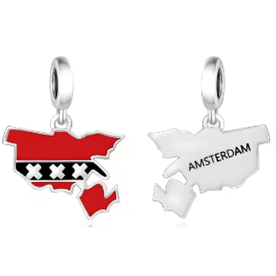 Charm Nizozemsko, Amsterodam vlajka - houpající se mapa přívěsek na náramek cestování