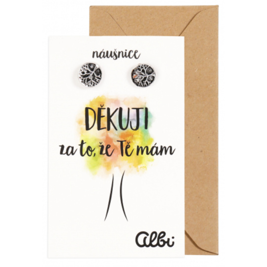 Albi Dárkový šperk náušnice Děkuji 1 pár