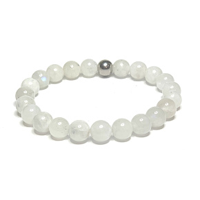 Měsíční kámen modrý náramek elastický přírodní kámen, kulička 8 mm / 16 - 17 cm, kámen osudu