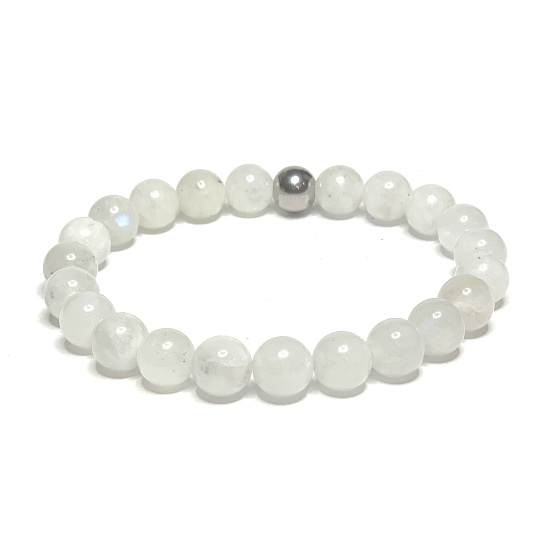 Měsíční kámen modrý náramek elastický přírodní kámen, kulička 8 mm / 16 - 17 cm, kámen osudu