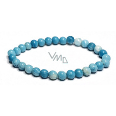 Larimar náramek elastický přírodní kámen, kulička 6 mm / 16 - 17 cm, kámen bájné Atlantidy