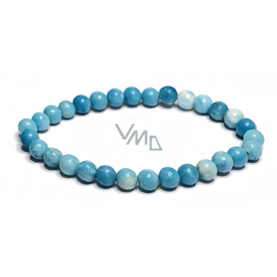 Larimar náramek elastický přírodní kámen, kulička 6 mm / 16 - 17 cm, kámen bájné Atlantidy