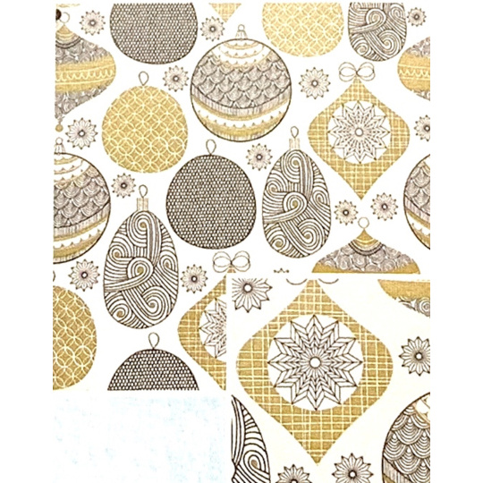 Nekupto Dárkový balicí papír vánoční 70 x 500 cm Bílý se zlato-černými ozdobami