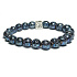 Láva modrá pokovovaná s královskou mantrou Óm, náramek elastický přírodní kámen, kulička 8 mm / 16 - 17 cm, zrozen ze čtyř živlů