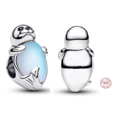 Charm Sterlingové stříbro 925 Tuleň s opálovým efektem, symbol něžnosti a ochrany, korálek na náramek zvíře Charm Sterlingové stříbro 925 Tuleň s opálovým efektem, symbol něžnosti a ochrany, korálek na náramek zvíře
