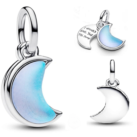  Měsíc s perletí, I Would Give You the Moon stříbrný 925 přívěsek na náramek