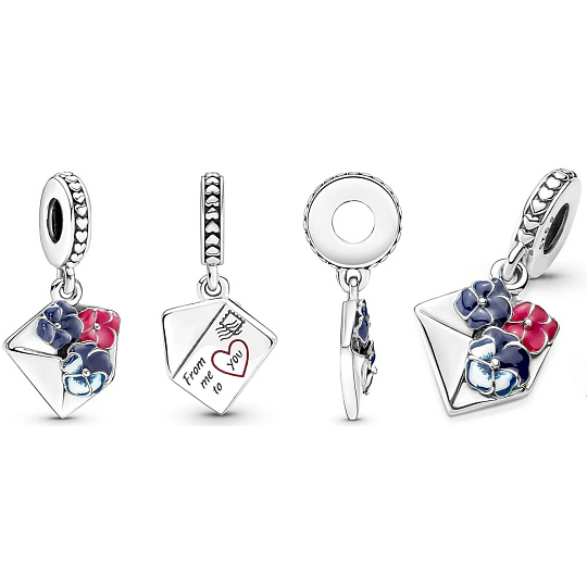 Charm Květinová obálka, přívěsek na náramek láska Charm Květinová obálka, přívěsek na náramek láska