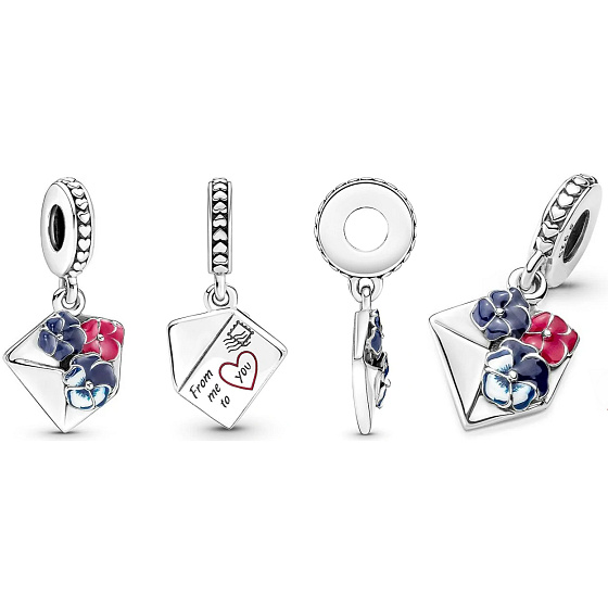  Květinová obálka, stříbrný 925 přívěsek na náramek