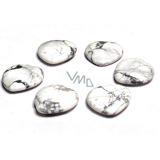 Magnezit / Howlit bílý Hmatka, léčivý drahokam ve tvaru srdce přírodní kámen 3 cm 1 kus, očistný kámen Magnezit / Howlit bílý Hmatka, léčivý drahokam ve tvaru srdce přírodní kámen 3 cm 1 kus, očistný kámen