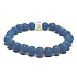 Láva tmavě modrá s královskou mantrou Óm, náramek elastický přírodní kámen, kulička 8 mm / 16 - 17 cm, zrozen ze čtyř živlů