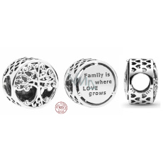 Charm Sterlingové stříbro 925 Strom života - rodina je tam, kde roste láska, korálek na náramek rodina Charm Sterlingové stříbro 925 Strom života - rodina je tam, kde roste láska, korálek na náramek rodina