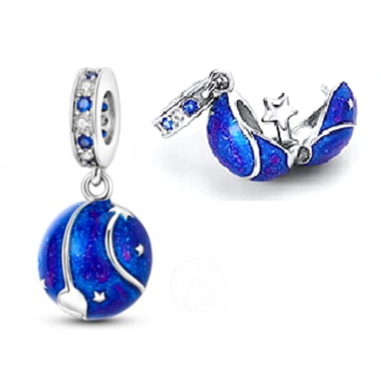 Charm Vesmír tmavě modrá galaxie, hvězda, 2v1 přívěsek na náramek cestování Charm Vesmír tmavě modrá galaxie, hvězda, 2v1 přívěsek na náramek cestování