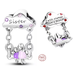 Charm Sestra - budu vždy tvůj přítel, přívěsek na náramek rodina