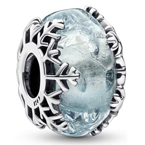 Charm Zimní modrá sněhová vločka, korálek na náramek Vánoce