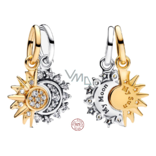 Charm Sterlingové stříbro 925 Slunce a Měsíc, přívěsek na náramek vesmír Charm Sterlingové stříbro 925 Slunce a Měsíc, přívěsek na náramek vesmír