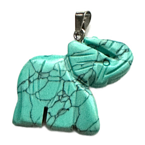 Tyrkenit Slon přívěsek přírodní kámen, ručně broušená figurka 32 x 45 mm, kámen mladých lidí, hledá životní cíl