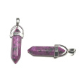 Magnezit / Howlit fialový kyvadlo šestihran přívěsek přírodní kámen 41 x 13 mm, očistný kámen