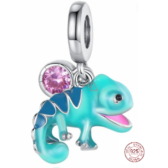 Charm Sterlingové stříbro 925 Chameleon, mění barvu na teplo, se zirkonem 2v1, přívěsek na náramek zvíře Charm Sterlingové stříbro 925 Chameleon, mění barvu na teplo, se zirkonem 2v1, přívěsek na náramek zvíře