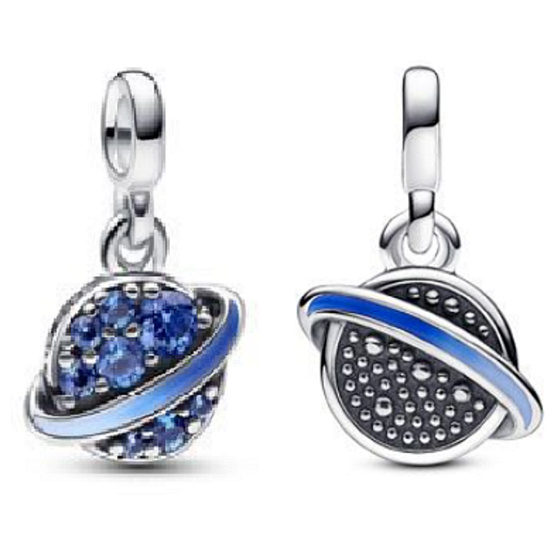 Charm Mini medailon - Planeta Saturn, přívěsek na náramek vesmír