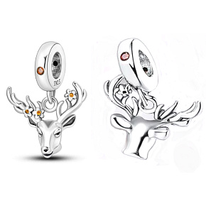Charm Jelen s květinami, přívěsek na náramek zvíře