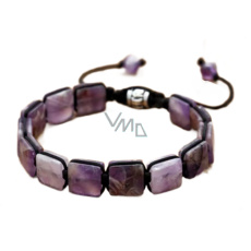 Ametyst náramek pletený přírodní kámen, rozměr 10 x 10 x 5 mm / 18,5 cm, posuvné zapínání, kámen králů a biskupů