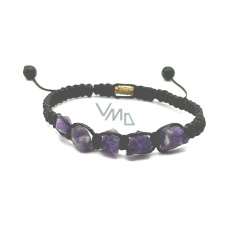 Ametyst surový náramek přírodní kámen, ručně pletený, nastavitelná velikost, kámen králů a biskupů