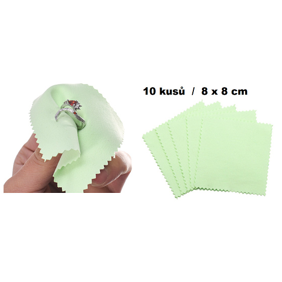 Čisticí utěrka - hadřík na stříbro zelená 8 x 8 cm 10 kusů