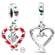 Charm Sterlingové stříbro 925 Dvě lízátka ve tvaru srdce - Sladké vánoce, přívěsek na náramek