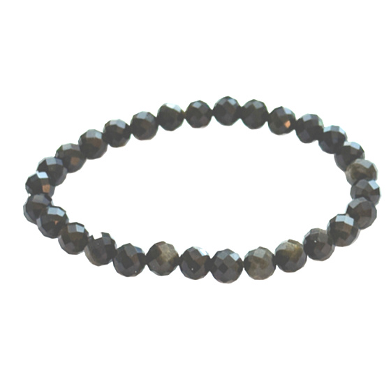 Obsidian zlatý náramek fazet elastický přírodní kámen záchrany