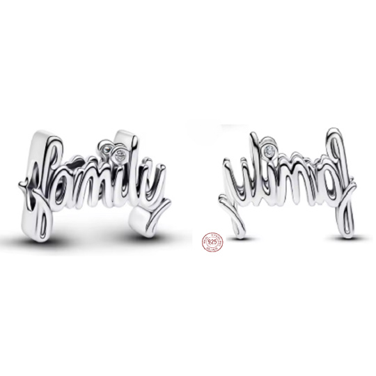 Charm Sterlingové stříbro 925 Family - rodina, symbol jednoty, domova a blízkosti, přívěsek na náramek rodina